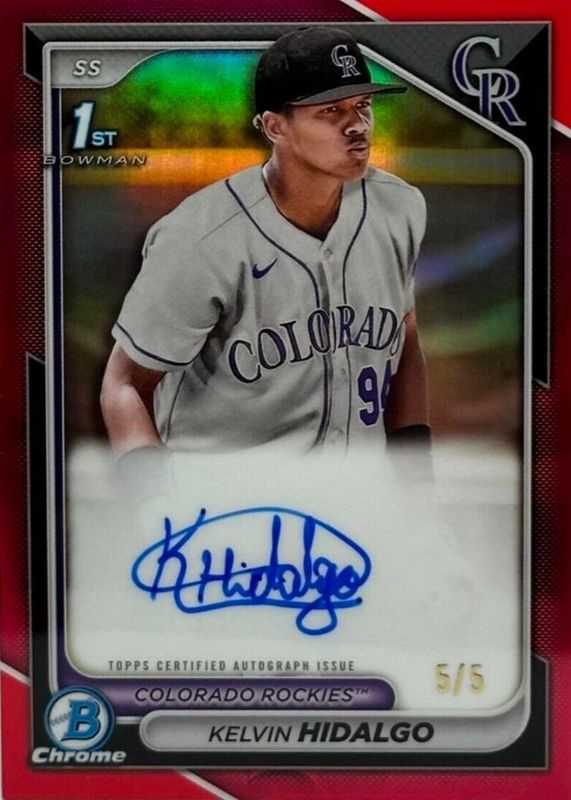 Kelvin Hidalgo 2024 Bowman #CPA-KHI Chrome Prospect Auto - Red Lava Refractor /5 (1st) RAW