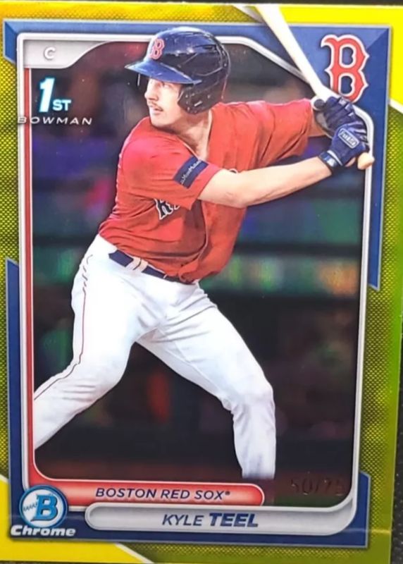 Kyle Teel 2024 Bowman #BCP-48 Chrome Prospects - Yellow Refractor /75 (1st) RAW