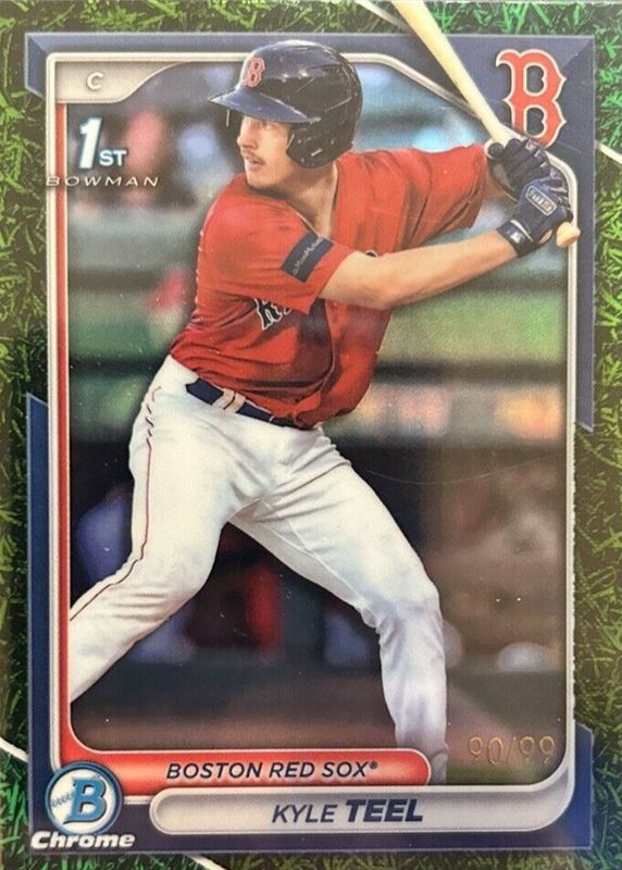 Kyle Teel 2024 Bowman #BCP-48 Chrome Prospects - Green Grass Refractor /99 (1st) SGC 10