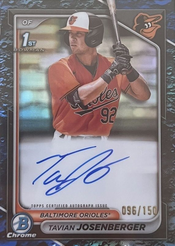 Tavian Josenberger 2024 Bowman #CPA-TJ Chrome Prospect Auto - Blue Refractor /150 (1st) RAW