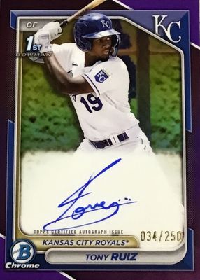 Tony Ruiz 2024 Bowman #CPA-TR Chrome Prospect Auto - Gold 