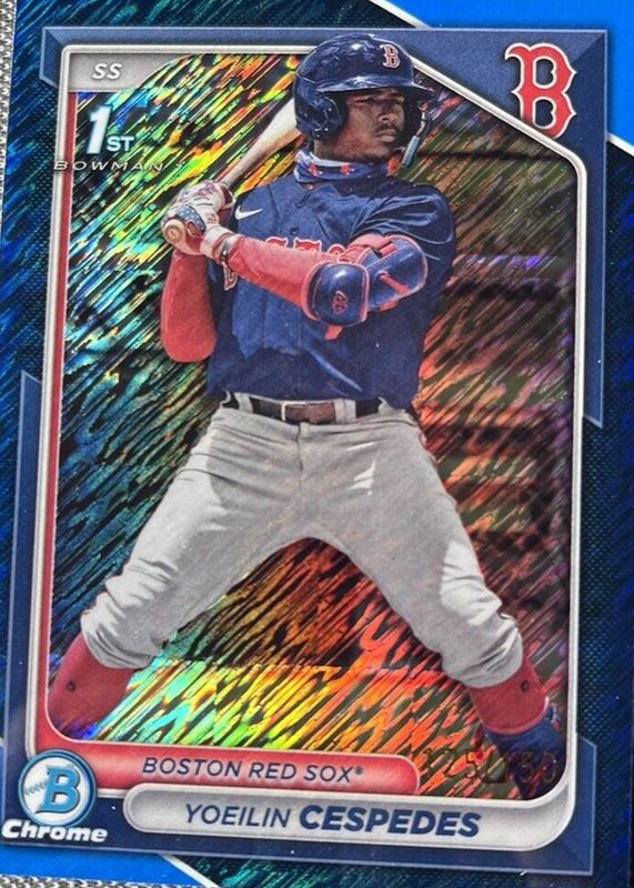 Yoeilin Cespedes 2024 Bowman #BCP-139 Chrome Prospects - Blue Shimmer Refractor /150 (1st) PSA 10