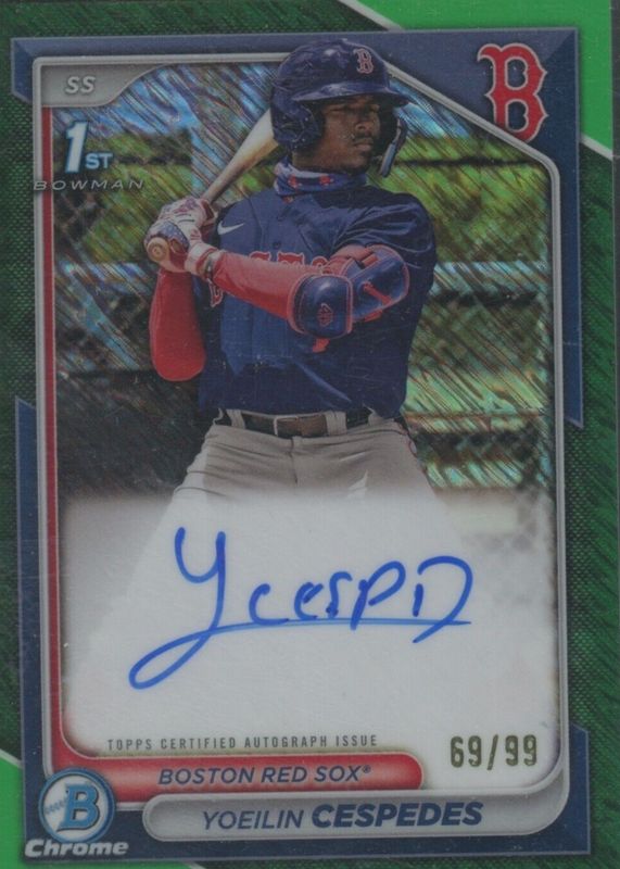 Yoeilin Cespedes 2024 Bowman #CPA-YCE Chrome Prospect Auto - Green Shimmer Refractor /99 (1st) PSA 10