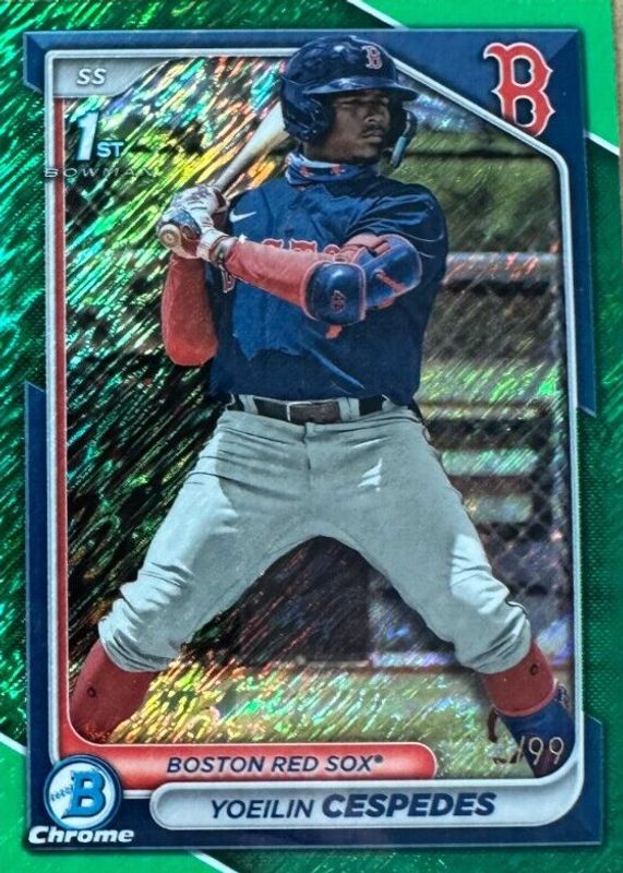 Yoeilin Cespedes 2024 Bowman #BCP-139 Chrome Prospects - Green Shimmer Refractor /99 (1st) PSA 10