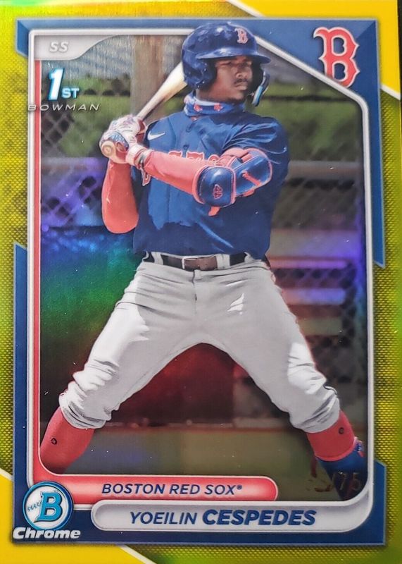 Yoeilin Cespedes 2024 Bowman #BCP-139 Chrome Prospects - Yellow Refractor /75 (1st) PSA 10