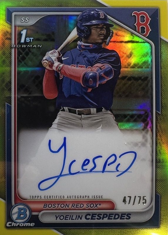 Yoeilin Cespedes 2024 Bowman #CPA-YCE Chrome Prospect Auto - Yellow Refractor /75 (1st) PSA 10