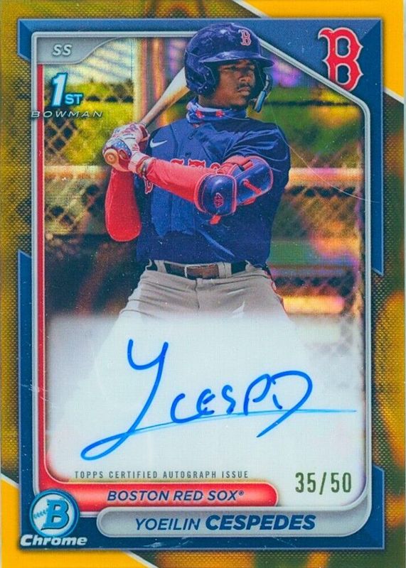 Yoeilin Cespedes 2024 Bowman #CPA-YCE Chrome Prospect Auto - Gold Lava Refractor /50 (1st) PSA 8