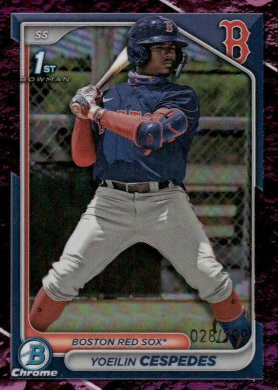 Yoeilin Cespedes 2024 Bowman #BCP-139 Chrome Prospects - Fuchsia Lunar Crater Refractor /199 (1st) PSA 10