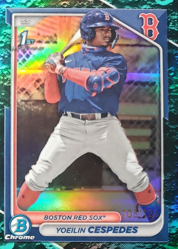 Yoeilin Cespedes 2024 Bowman #BCP-139 Chrome Prospects - Aqua Lunar Crater Refractor /125 (1st) PSA 10