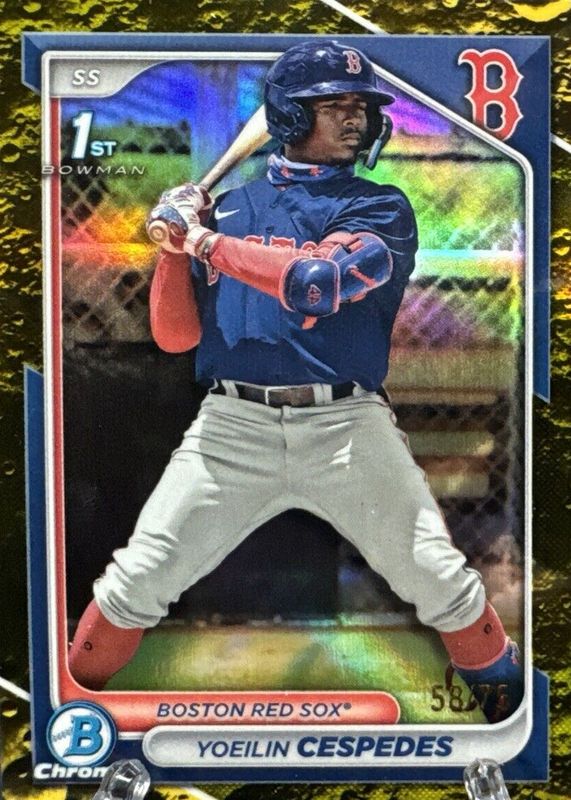 Yoeilin Cespedes 2024 Bowman #BCP-139 Chrome Prospects - Yellow Lunar Crater Refractor /75 (1st) PSA 10