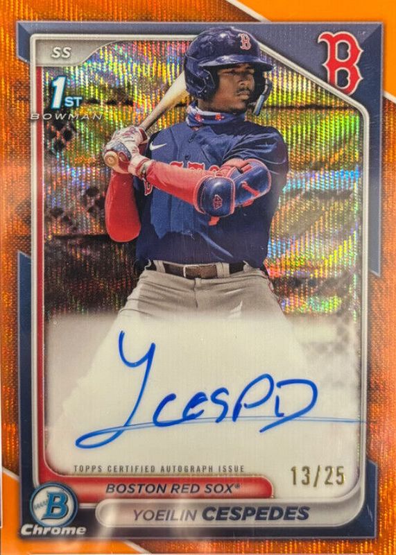 Yoeilin Cespedes 2024 Bowman #CPA-YCE Chrome Prospect Auto - Orange Wave Refractor /25 (1st) PSA 10