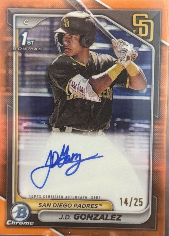 2024 Bowman #CPA-JGO Chrome Prospect Auto - Orange Refractor /25 (1st)