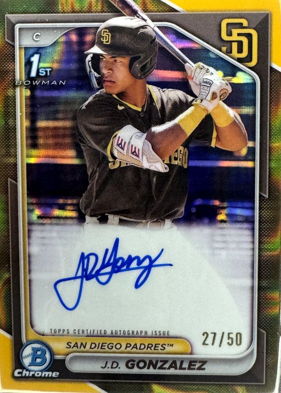 2024 Bowman #CPA-JGO Chrome Prospect Auto - Gold Lava Refractor /50 (1st)