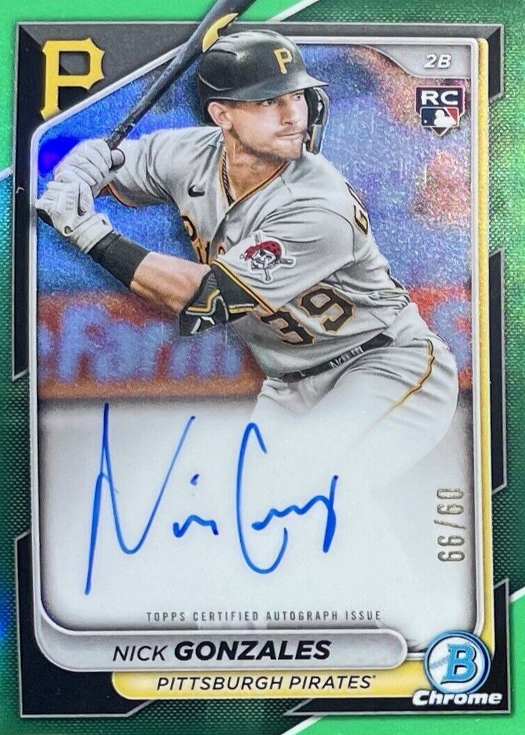 Nick Gonzales 2024 Bowman #CRA-NG Chrome Rookie Auto - Green 