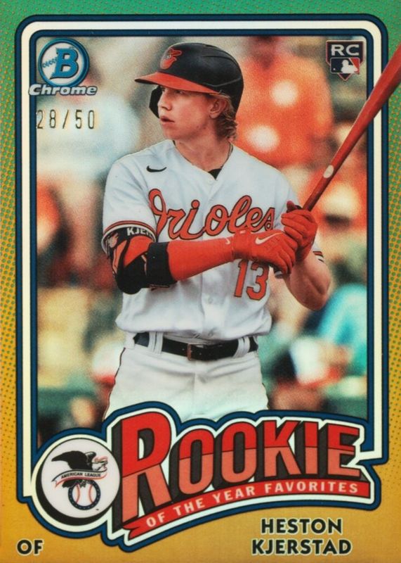 Heston Kjerstad 2024 Bowman #ROY-14 Rookie of the Year Favorites - Gold Refractor /50 Rookie SGC 10