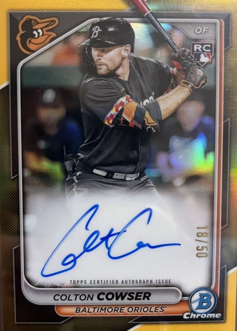 Colton Cowser 2024 Bowman #CRA-CC Chrome Rookie Auto - Gold  