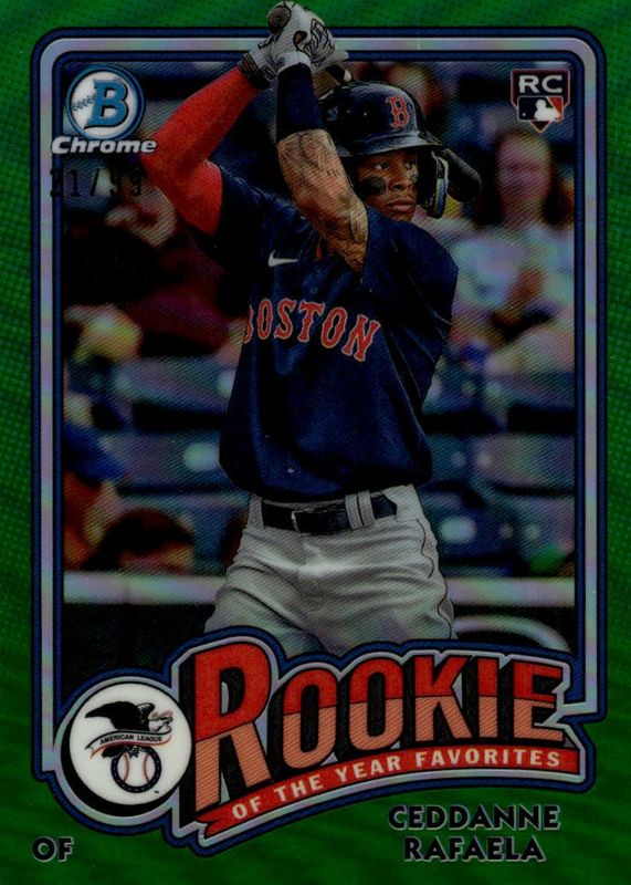 Ceddanne Rafaela 2024 Bowman #ROY-5 Rookie of the Year Favorites - Green Refractor /99 PSA 10