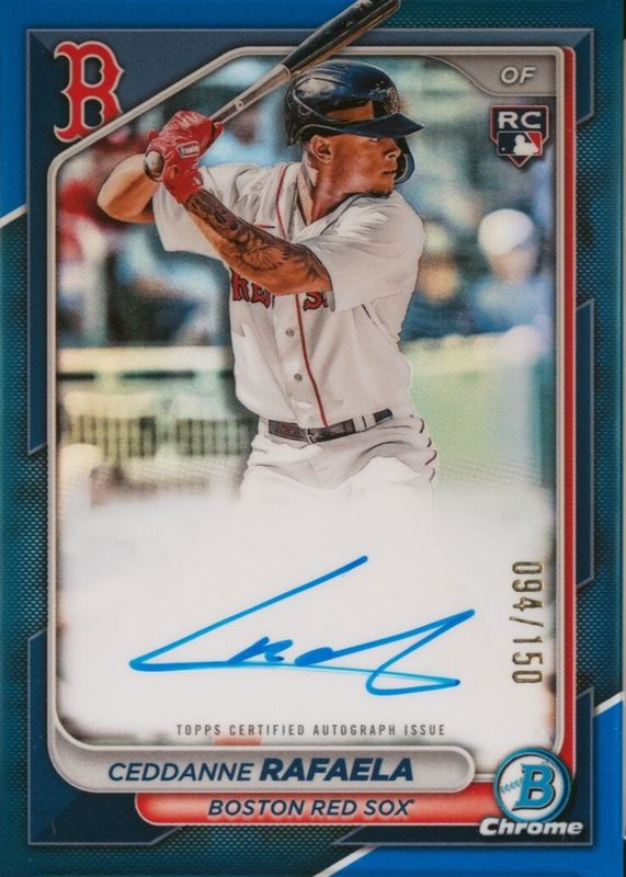 Ceddanne Rafaela 2024 Bowman #CRA-CRA Chrome Rookie Auto - Blue Refractor /150 RAW