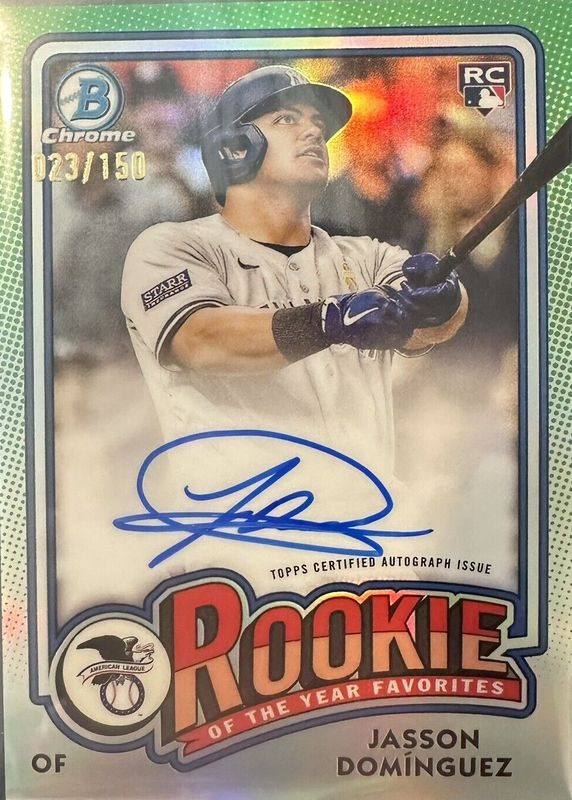 Jasson Dominguez 2024 Bowman #ROY-JD Rookie of the Year Favorites Autographs /150 RAW