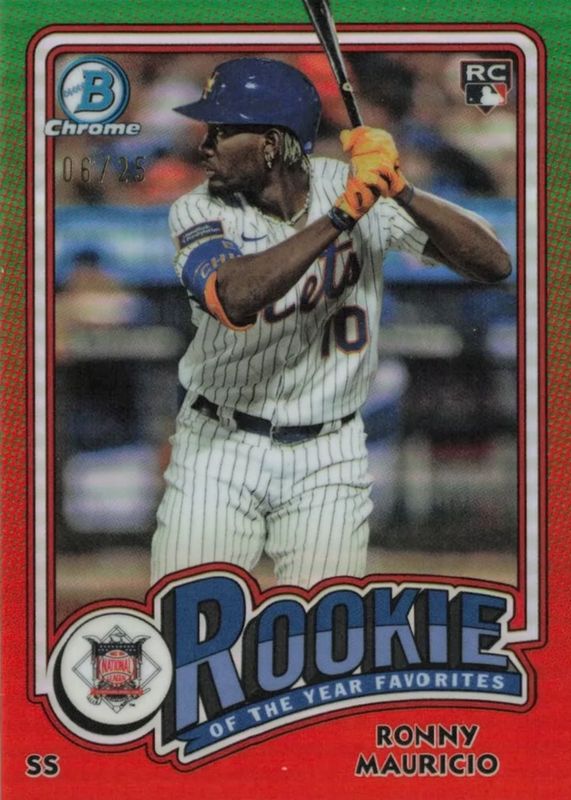 Ronny Mauricio 2024 Bowman #ROY-1 Rookie of the Year Favorites - Orange Refractor /25 PSA 10