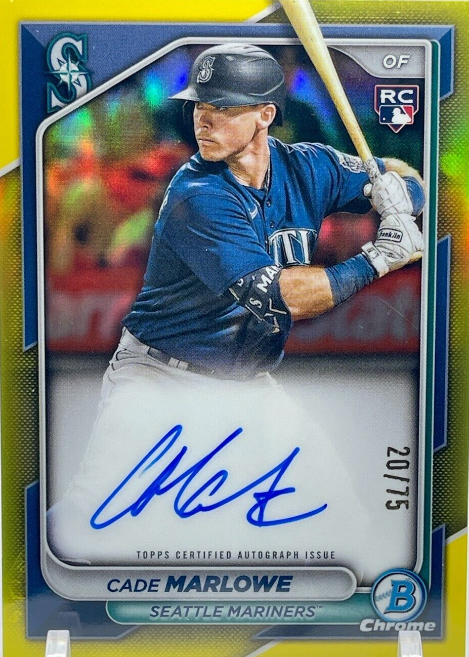 Cade Marlowe 2024 Bowman #CRA-CM Chrome Rookie Auto - Yellow 