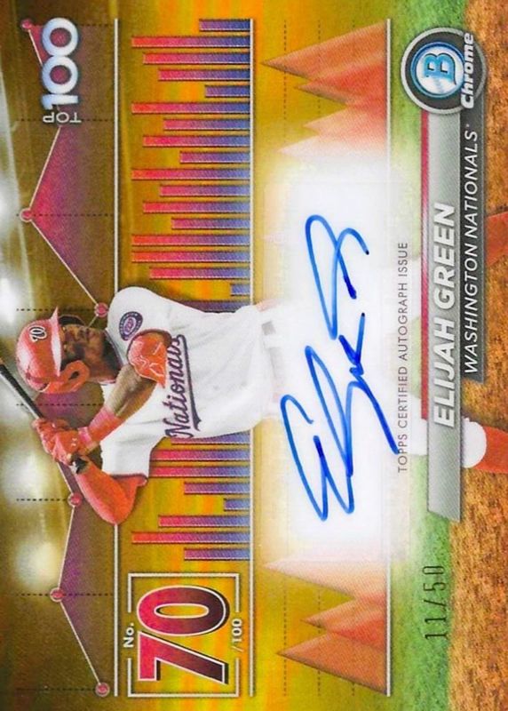 Elijah Green 2024 Bowman #BTPA-70 Bowman Scouts' Top 100 Autographs - Gold Refractor /50 RAW