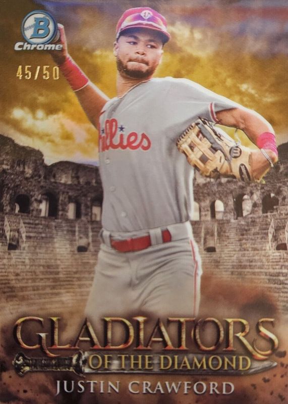 Justin Crawford 2024 Bowman #GOTD-9 Gladiators of the Diamond - Gold Refractor /50 RAW