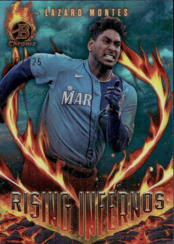 Lazaro Montes 2024 Bowman #RI-19 Rising Infernos - Aqua Refractor /125 PSA 10