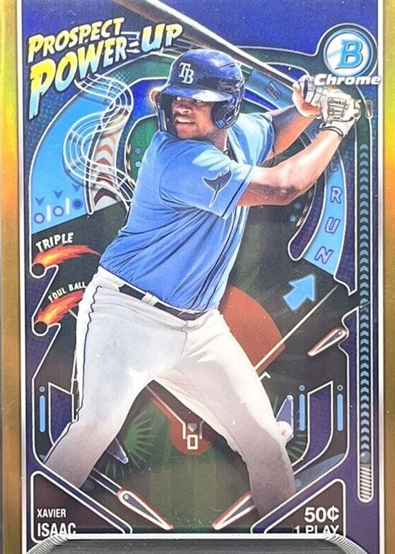 Xavier Isaac 2024 Bowman #PP-15 Prospect Power-Up - Gold Refractor /50 RAW