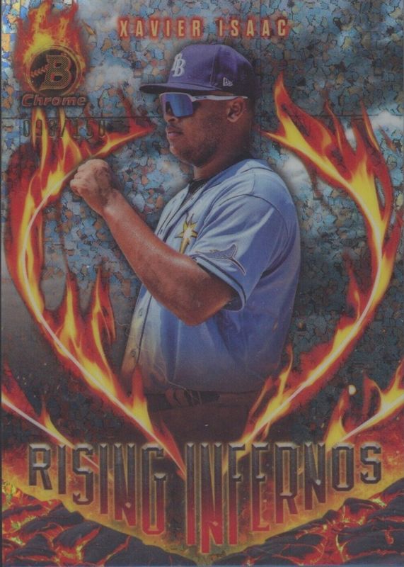 Xavier Isaac 2024 Bowman #RI-16 Rising Infernos - Mini-Diamond Refractor /150 PSA 9