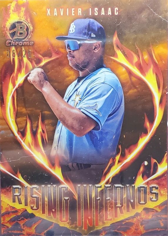 Xavier Isaac 2024 Bowman #RI-16 Rising Infernos - Orange Refractor /25 SGC 10