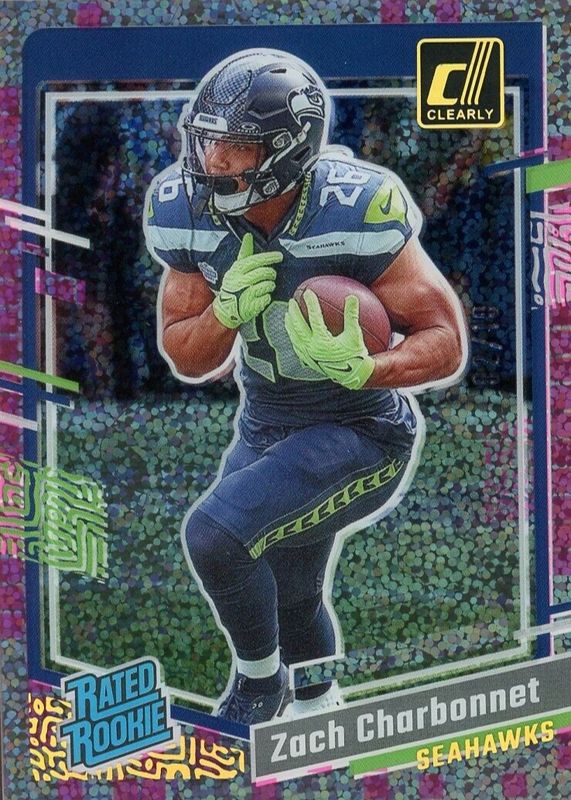 Zach Charbonnet 2023 Clearly Donruss #91 Techno /10 Rookie RAW