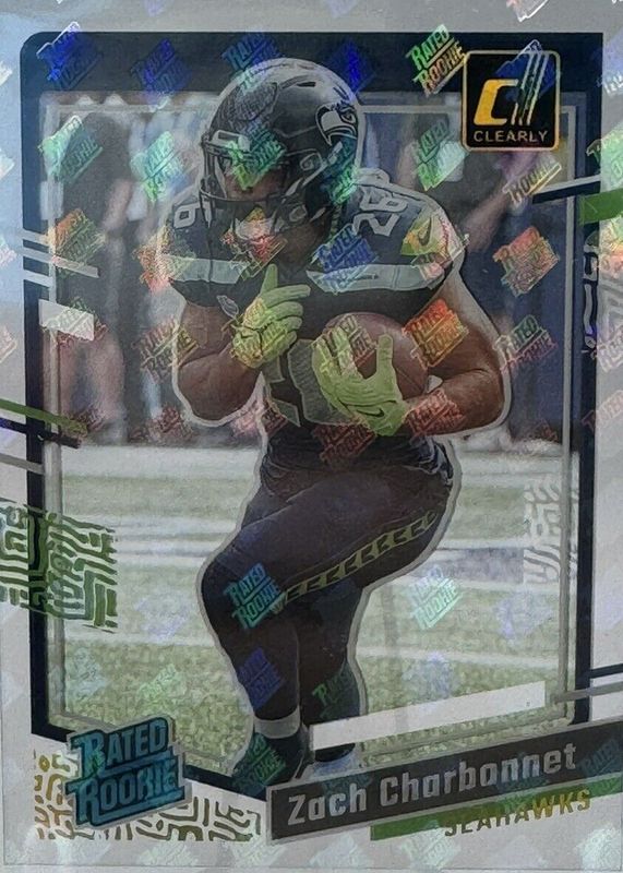 Zach Charbonnet 2023 Clearly Donruss #91 Holo Rated Rookie Logo RAW