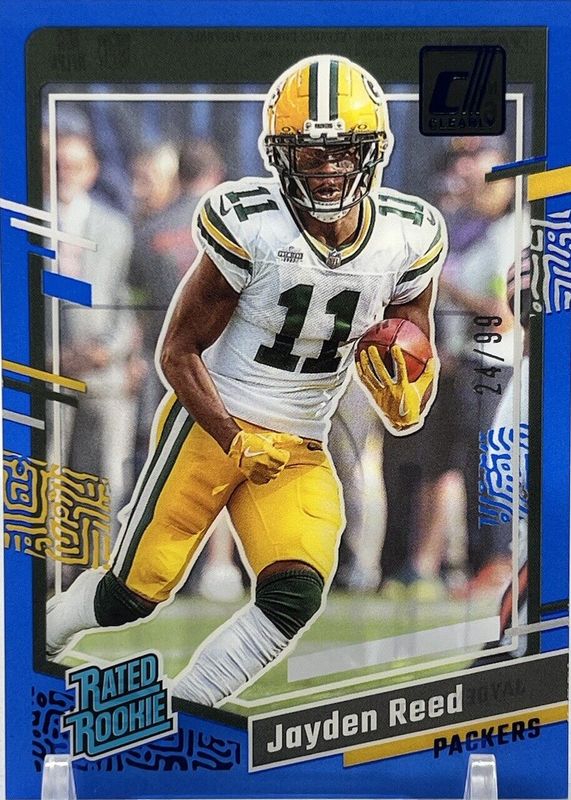 Jayden Reed 2023 Clearly Donruss #68 Blue /99 Rookie RAW