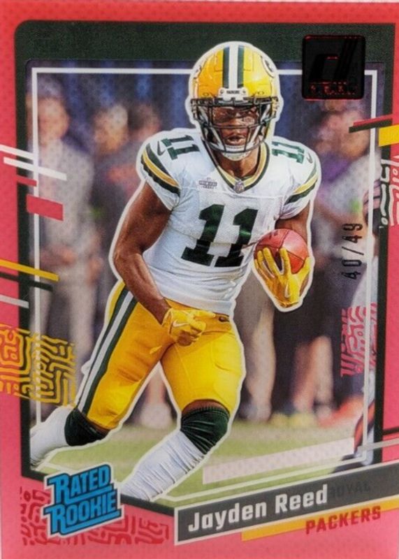 Jayden Reed 2023 Clearly Donruss #68 Red /49 Rookie RAW