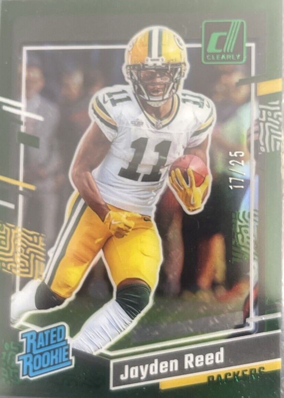 Jayden Reed 2023 Clearly Donruss #68 Green /25 Rookie RAW