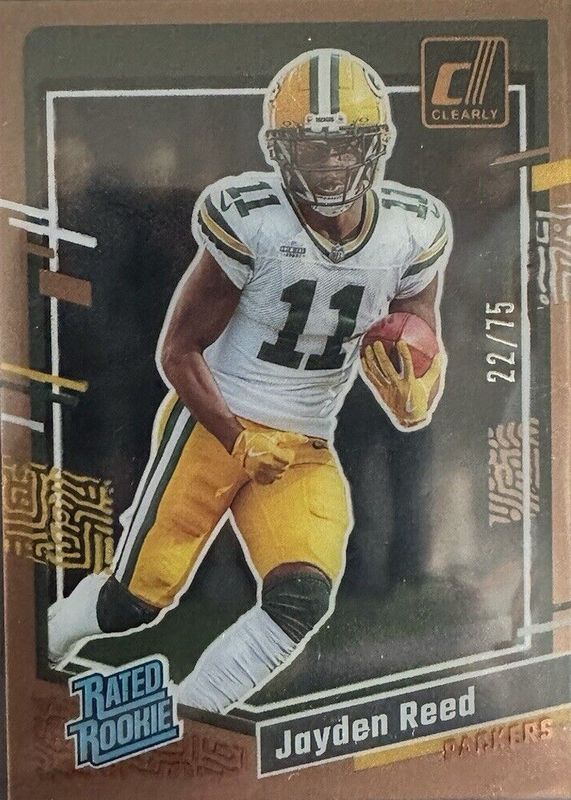 Jayden Reed 2023 Clearly Donruss #68 Orange /75 Rookie SGC 9.5