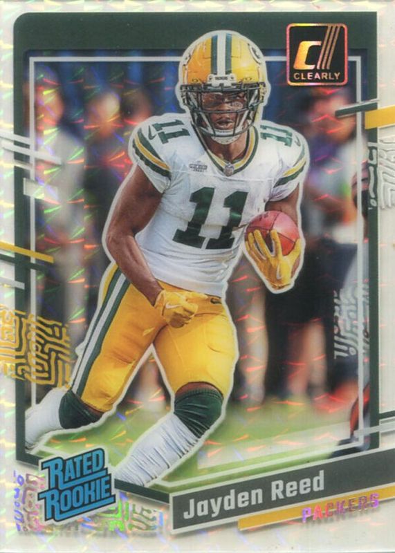 Jayden Reed 2023 Clearly Donruss #68 Holo Mosaic Rookie SGC 10