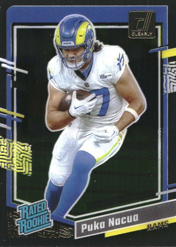 Puka Nacua 2023 Clearly Donruss #96 Gold Rookie SGC 9