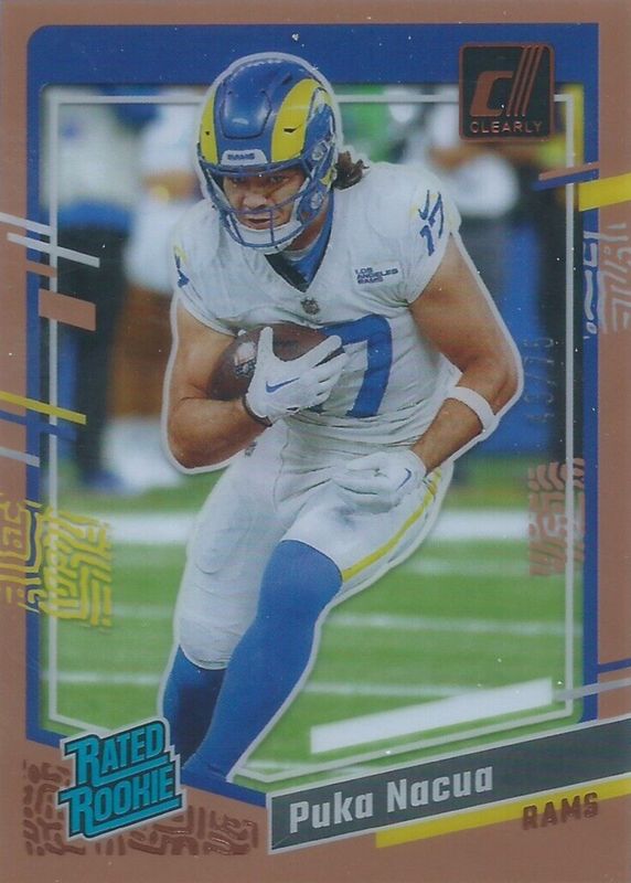 Puka Nacua 2023 Clearly Donruss #96 Orange /75 Rookie SGC 10