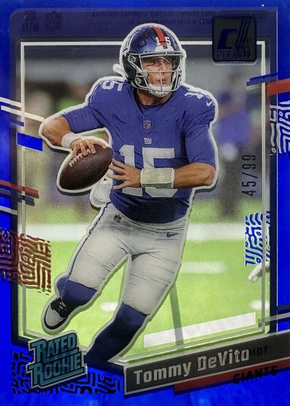 Tommy DeVito 2023 Clearly Donruss #97 Blue /99 Rookie RAW