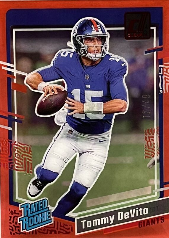 Tommy DeVito 2023 Clearly Donruss #97 Red /49 Rookie RAW