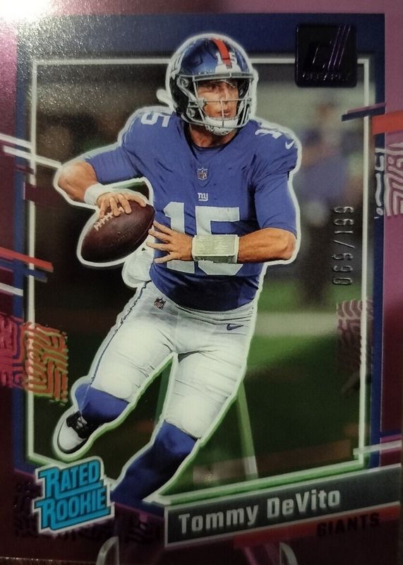 Tommy DeVito 2023 Clearly Donruss #97 Purple /199 Rookie SGC 9.5