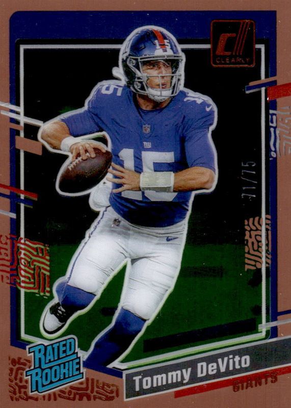 Tommy DeVito 2023 Clearly Donruss #97 Orange /75 Rookie RAW