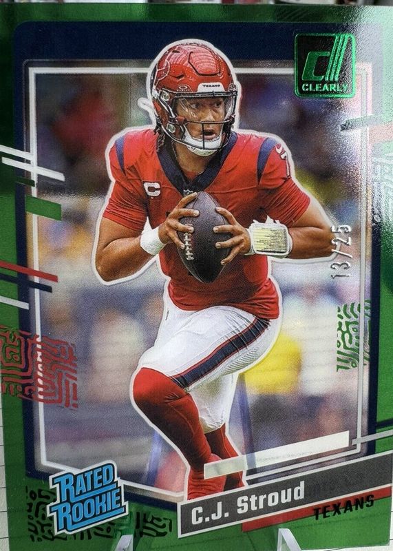 CJ Stroud 2023 Clearly Donruss #93 Green /25 Rookie RAW