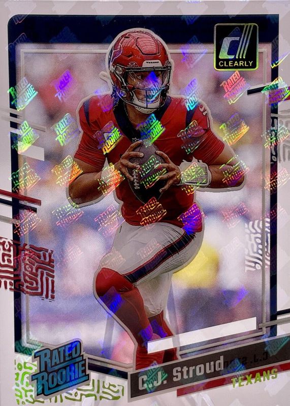 CJ Stroud 2023 Clearly Donruss #93 Holo Rated Rookie Logo Rookie RAW