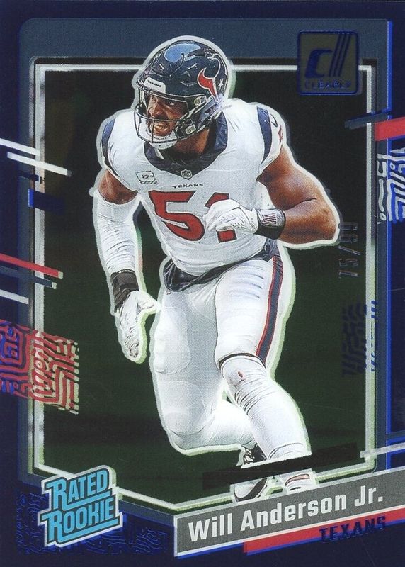 Will Anderson Jr. 2023 Clearly Donruss #90 Blue /99 Rookie RAW