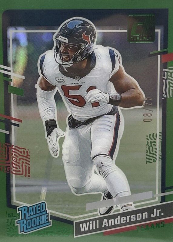 Will Anderson Jr. 2023 Clearly Donruss #90 Green /25 Rookie RAW