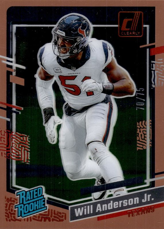 Will Anderson Jr. 2023 Clearly Donruss #90 Orange /75 Rookie RAW
