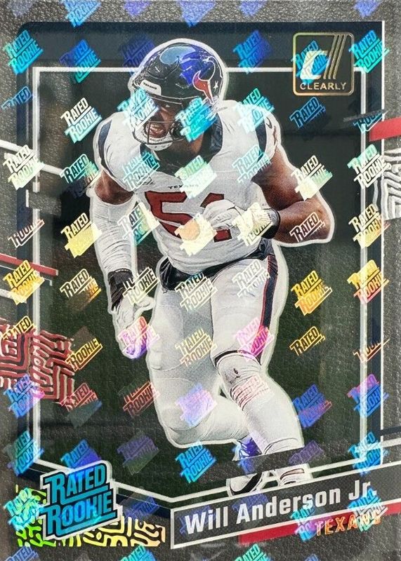 Will Anderson Jr. 2023 Clearly Donruss #90 Holo Rated Rookie Logo RAW